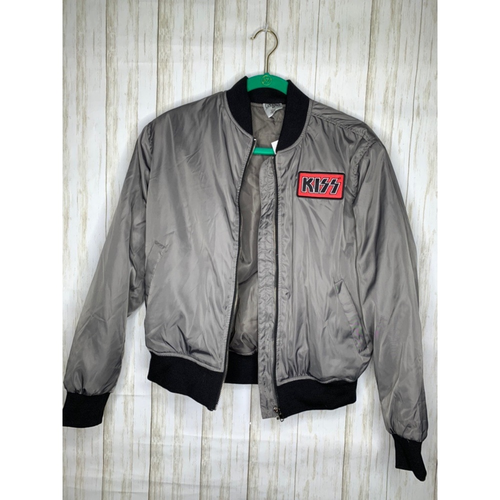 Kiss rock band bomber jacket NWT M sage green